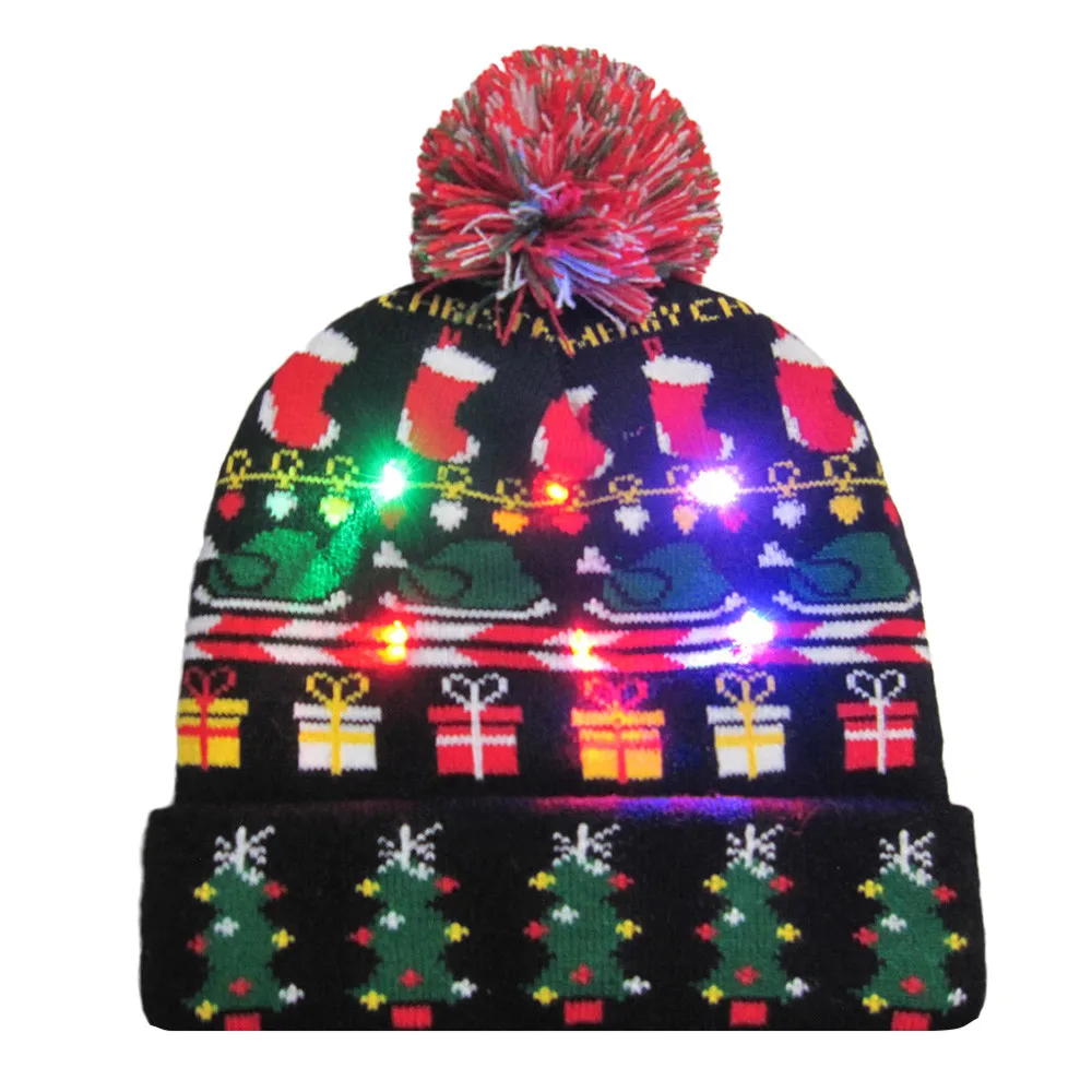 Новинка 2019 женская шапка со светодиодсветильник кой вязаный уродливый свитер