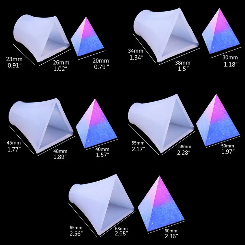 

5Pcs Pyramid Silicone Molds Resin Casting Mold Orgone Pyramid Mold Jewelry Tools