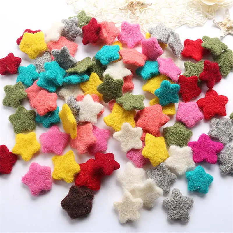 

Random Pentagram Shape Wool Felt Balls Round Pom Poms DIY Handmade Craft Supplies For Kindergarten Home Room Decor Star Of Wool