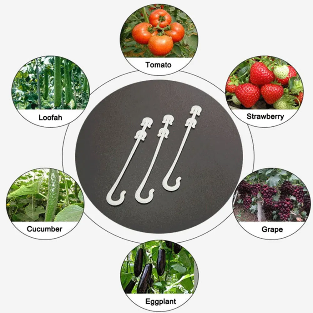 

100PCS Tomato Hook Anti-Fall Support J Hook Plant Support Binder Plant Stem Hook For Plants Hanging Vine Garden Vegetables