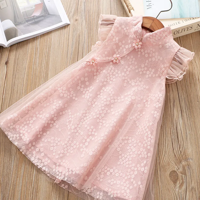 

Baby National Style Cheongsam Skirt 2020 Summer New Girls Children's Children's Flying Sleeve Dress