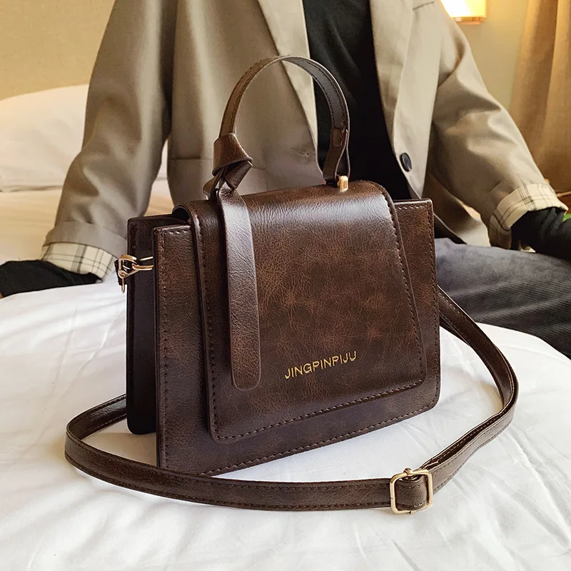 

leather PU handbags for women Retro shoulder tote bags brown crossbody bags for women clucth purse messenger makeup bag wallet