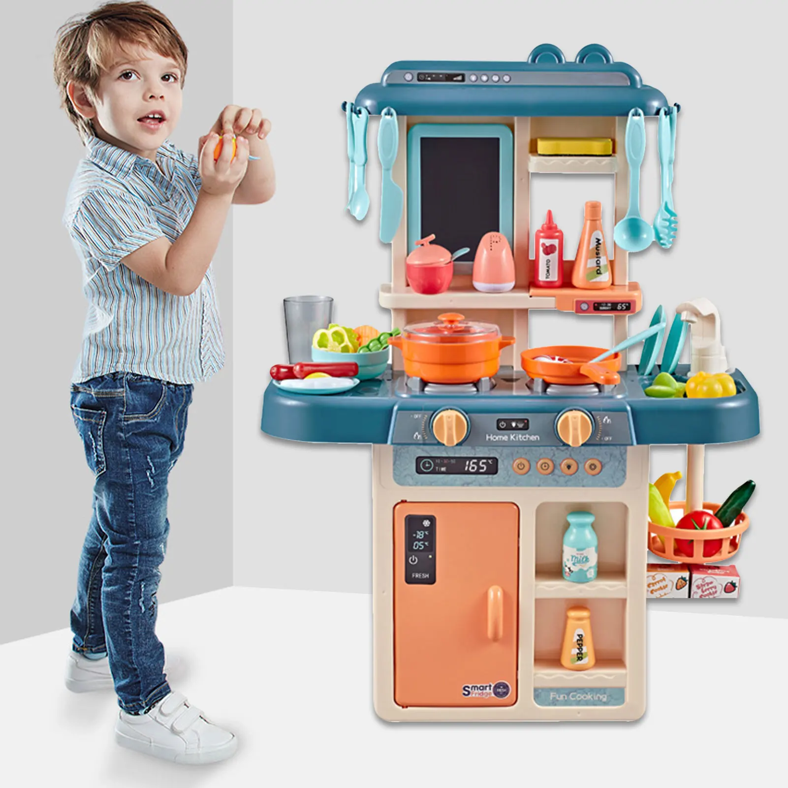 

Portable With Sound Mini Kitchen Simulation Cooking Pot Set Party Characters Men And Women Children Toys Children Birthday Gifts