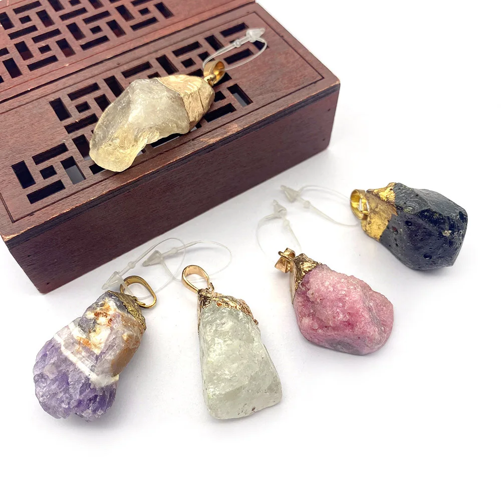 

Irregular Natural Stone Necklace Pendant Electroplating Craft Jewelry Making Women's Earring Accessories DIY Fashion Pendant
