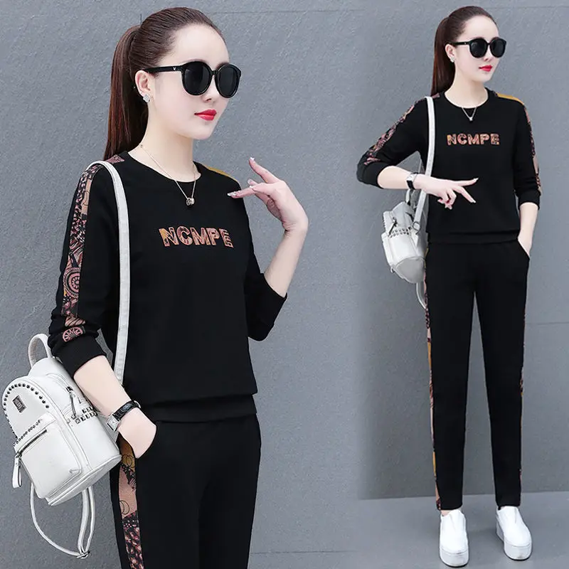 

One Piece / Suit Leisure Sportswear Suit Spring And Autumn New Korean Loose Fitting Bodywear Two Piece Suit For Western Style