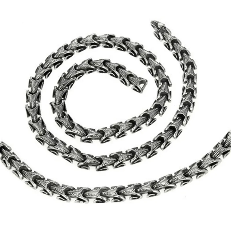 

Punk titanium steel bracelet necklace suits Men's retro bracelet necklace set stainless steel