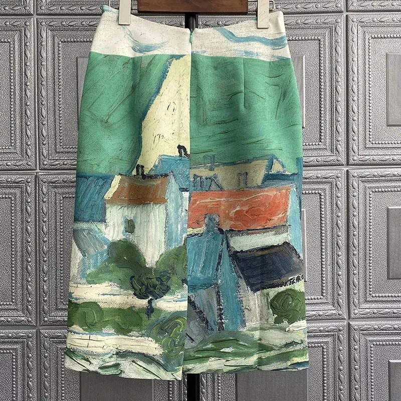 

Women's Printed Wrapped Hip Skirt Polyester Floral Straight Embroidery Mid-Calf Natural WOMEN Casual korean style