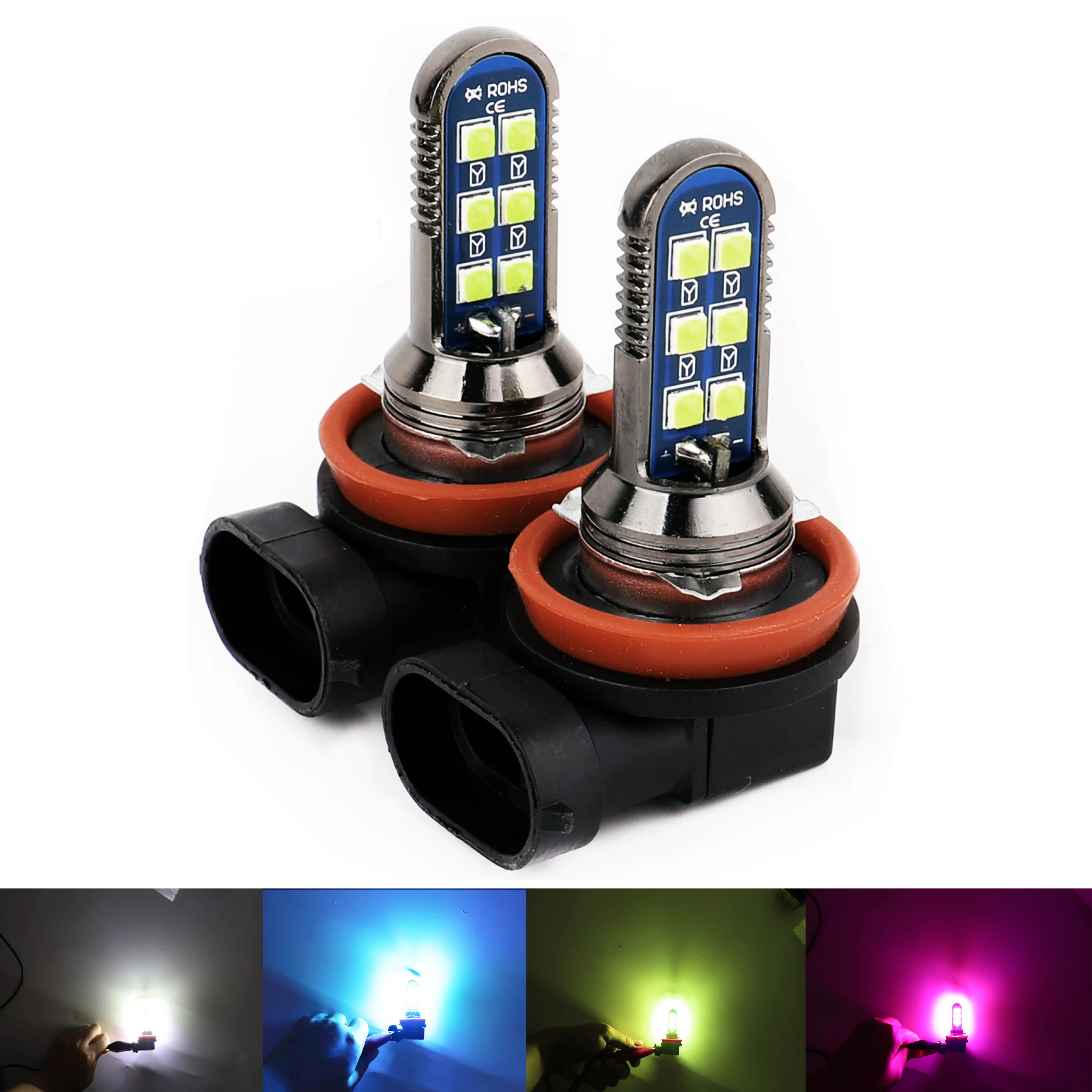 

LED Car Fog Light H7 H1 LED Fog Lamp For Car H27 880 881 12v 6000k White Lemon Green Orange Red Blue Color