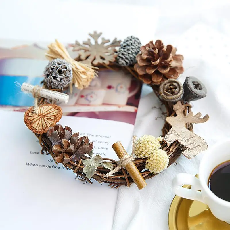 1 шт. деревянный венок Праздничная гирлянда 12 см кольца из ротанга DIY двери