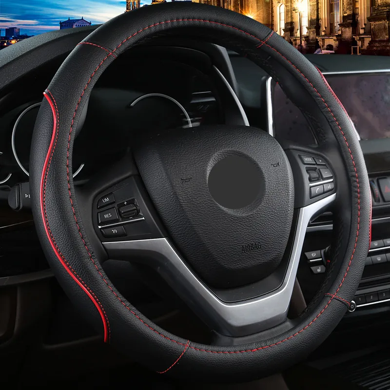 

Universal Leather Anti-Slip Car Steering Wheel Cover 15 Inches 37-38cm for Bmw 520li 523li 525li All Models Accessories