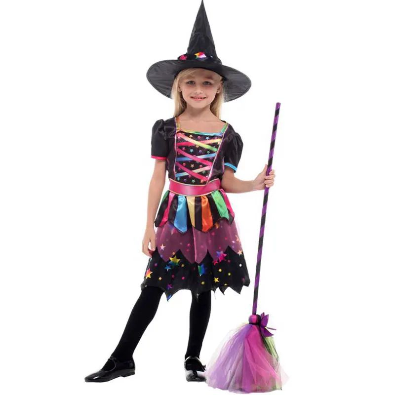 Звезда Радуга Ведьма дневные Волшебные костюмы для девочек Хэллоуин Пурим
