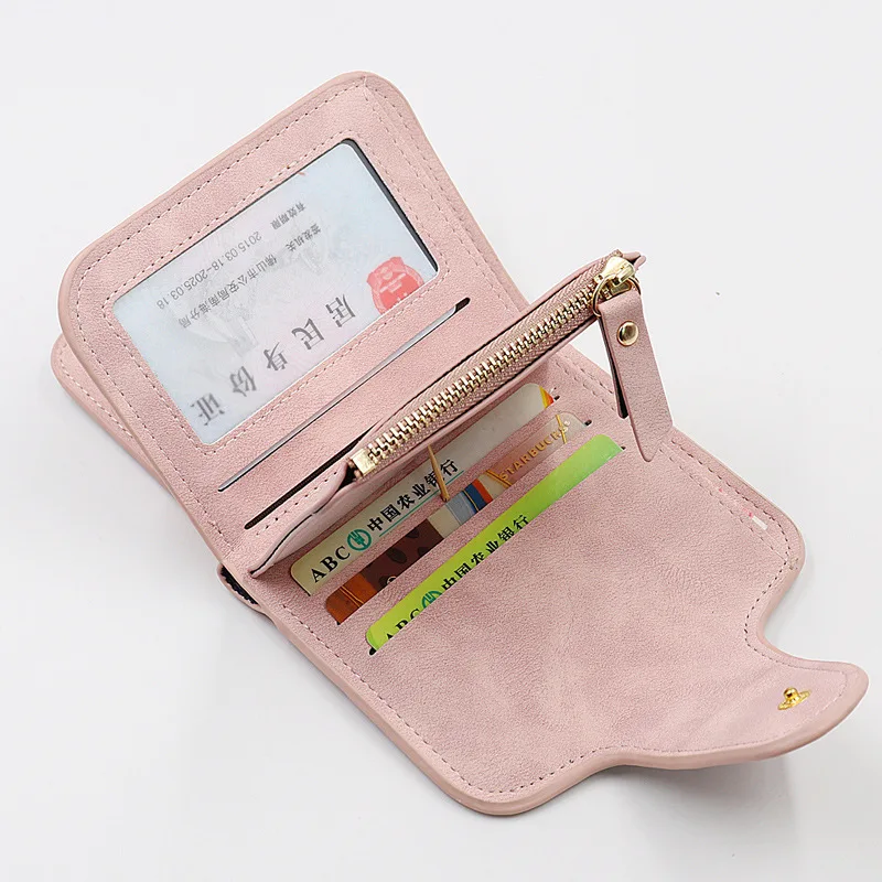 Новый женский короткий кошелек корейский для монет с 3 складками модный на молнии
