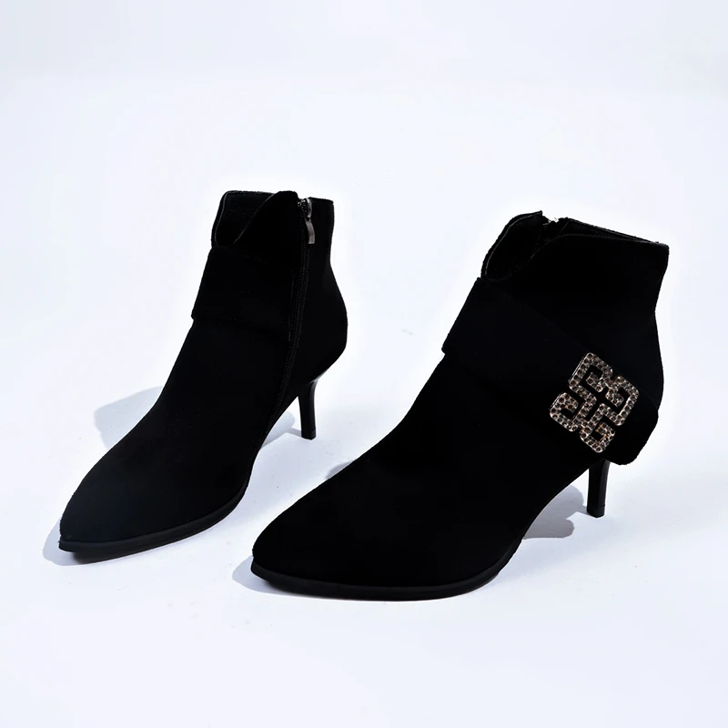 Бренд 2019 Стразы с острым носком пикантные офисные женские ботинки Женская