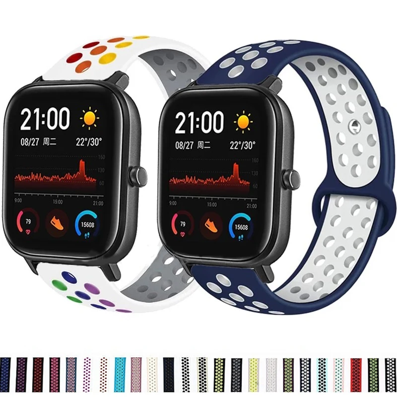 

Ремешок силиконовый для смарт-часов Xiaomi Huami Amazfit GTS 2 Mini/GTS 2E, браслет 20 мм для Amazfit Bip S U Pro Lite