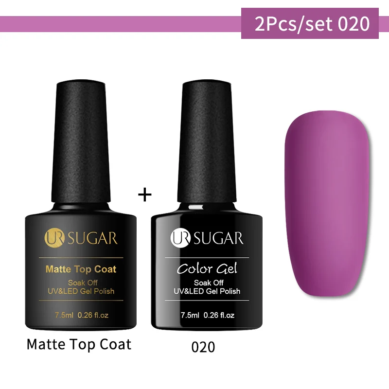 Set 20 Ur Sugar 7,5 мл матовый Гель-лак цветной УФ-гель для ногтей матовое верхнее покрытие замачиваемый УФ светодиодный Гель-лак для ногтей Гель-лак гибридный - Цвет: Set 20