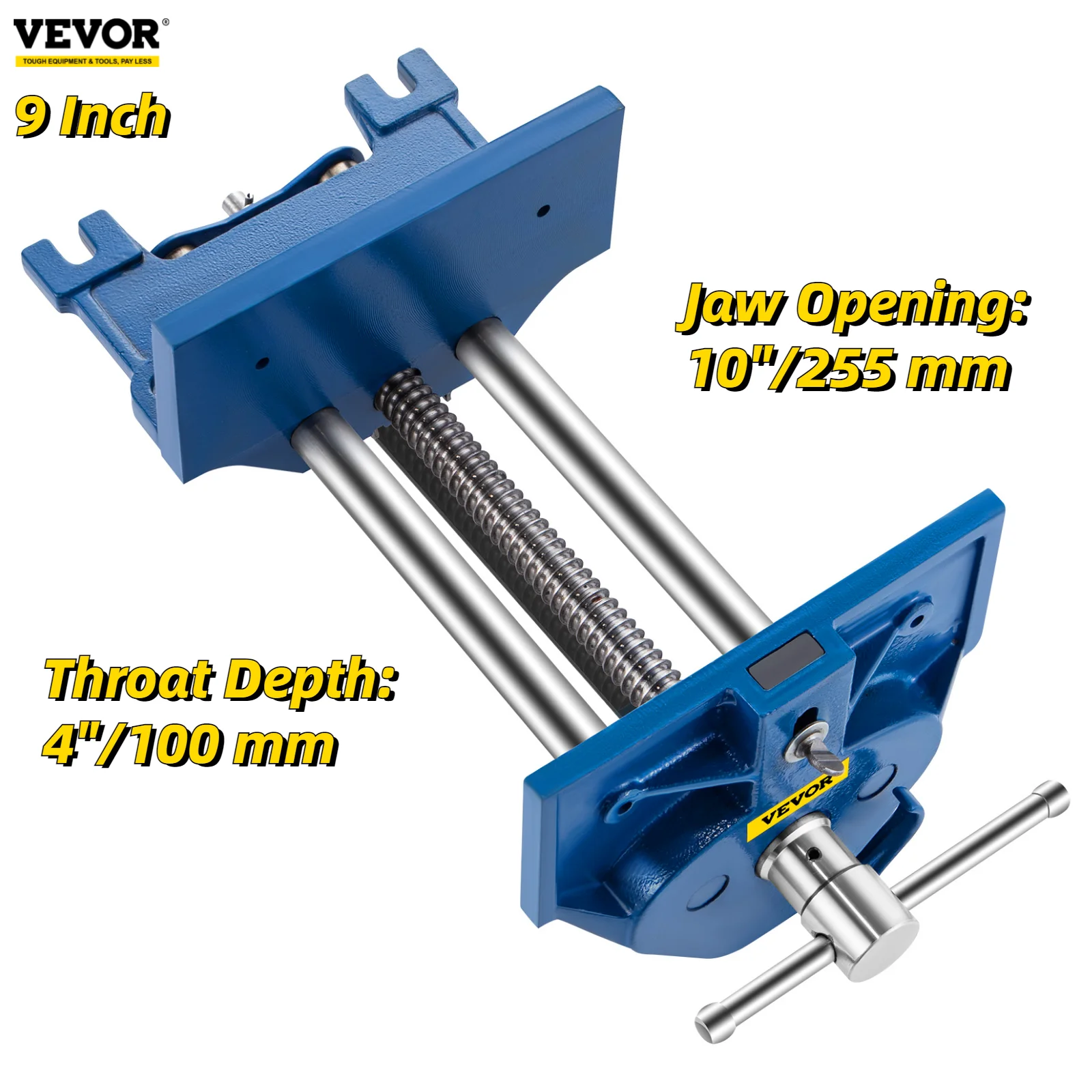 

VEVOR Woodworking Bench Vise Desk Clamp Wood Vise Guide Rods with Lever 9in Jaw Bed Metal Clip Fixed Vice Repair Assisstant Tool