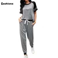 2021 summer patchwork women 2 piece outfits short sleeve tops and long pants set ladies tracksuit set casual suits femme clothes