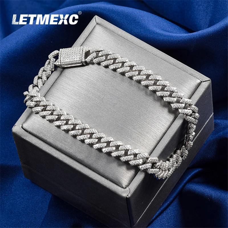 

Moissanite Diamond Bracelet S925 Silver Denim Cuban Bracelet Full Diamond D Color VVS1 Pass Diamond Tester Men's and Women's
