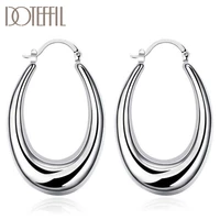 doteffil 925 sterling silver u shaped round hoop earrings women party gift fashion charm wedding engagement jewelry
