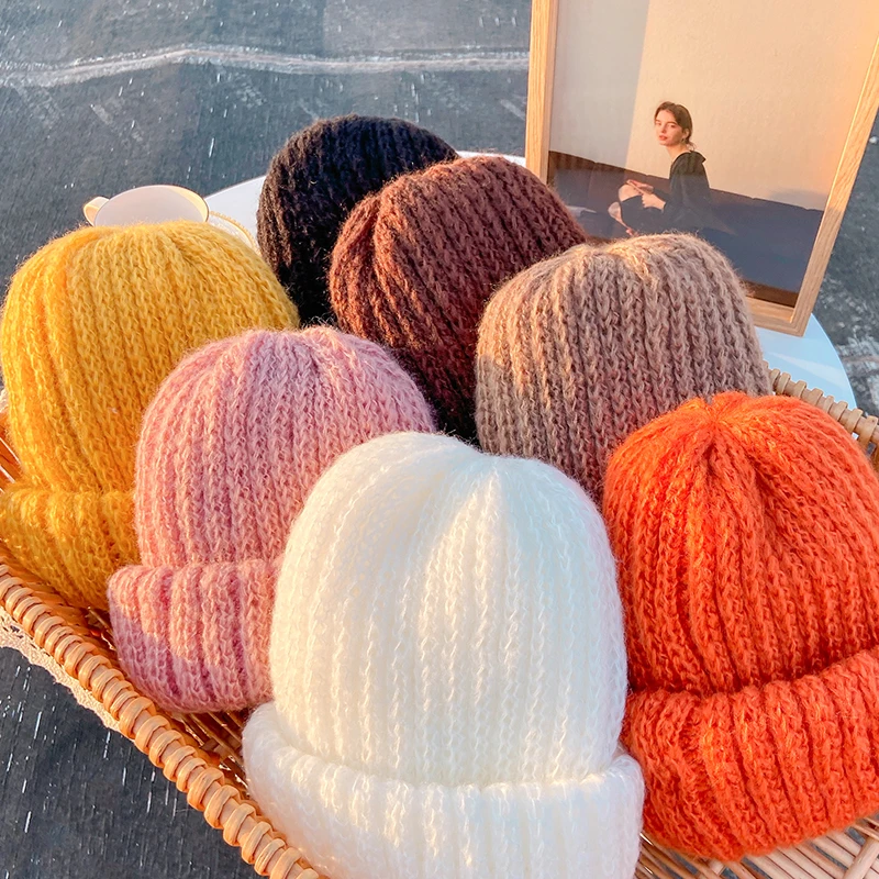 

шапка Winter Warm Fluffy Knittied Hat For Women Fashion Woolen Beanies Female Korean Thickened Ear Protection Skullies Beanies