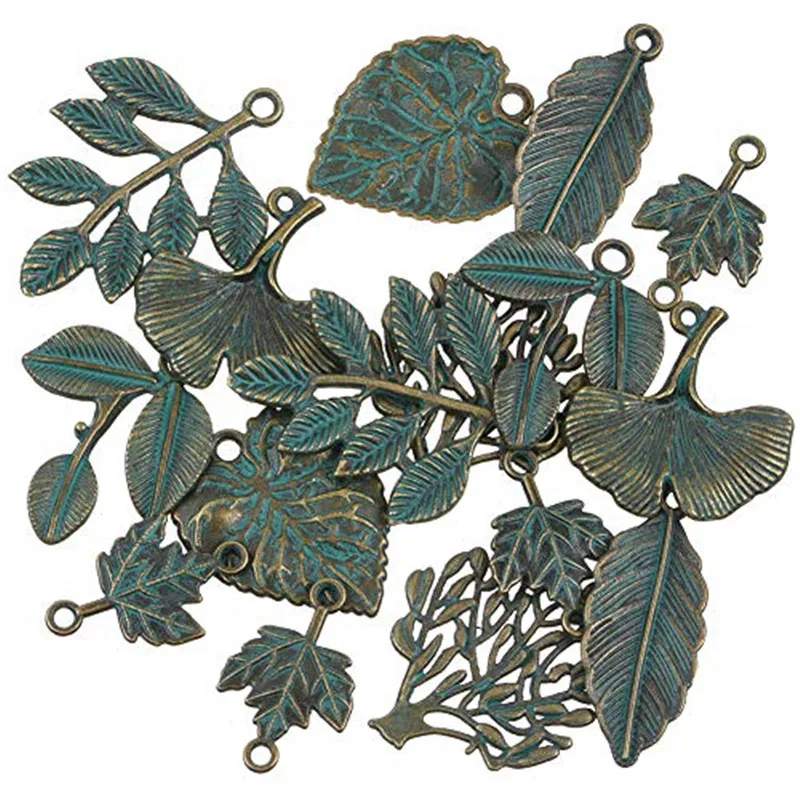 Подвески в виде листьев из смешанной бронзы для браслетов ювелирных изделий