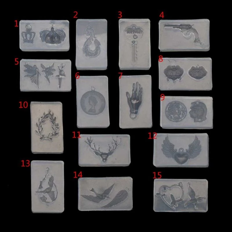 Олень замок ключ Корона монета сердце птица кулон смолы силиконовые формы