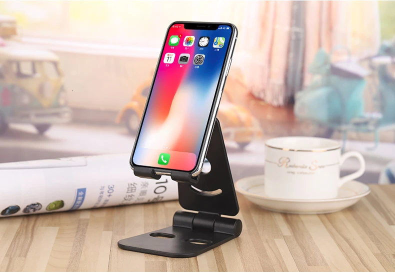 black plastic SeenDa регулируемый держатель для телефона Подставка для iPhone 7 8 plus X для samsung S9 Складная подставка для планшета настольная подставка для сотового телефона - Цвет: black plastic