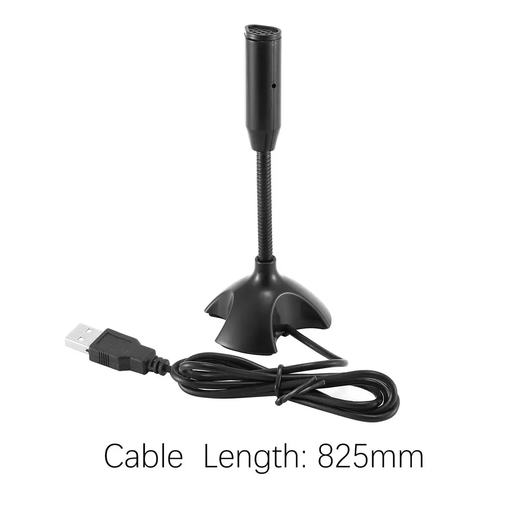 

Dedicate USB Capacitive Mini Microphone Stand for PC Laptop Notebook Online Chat Recording Black Wired Device