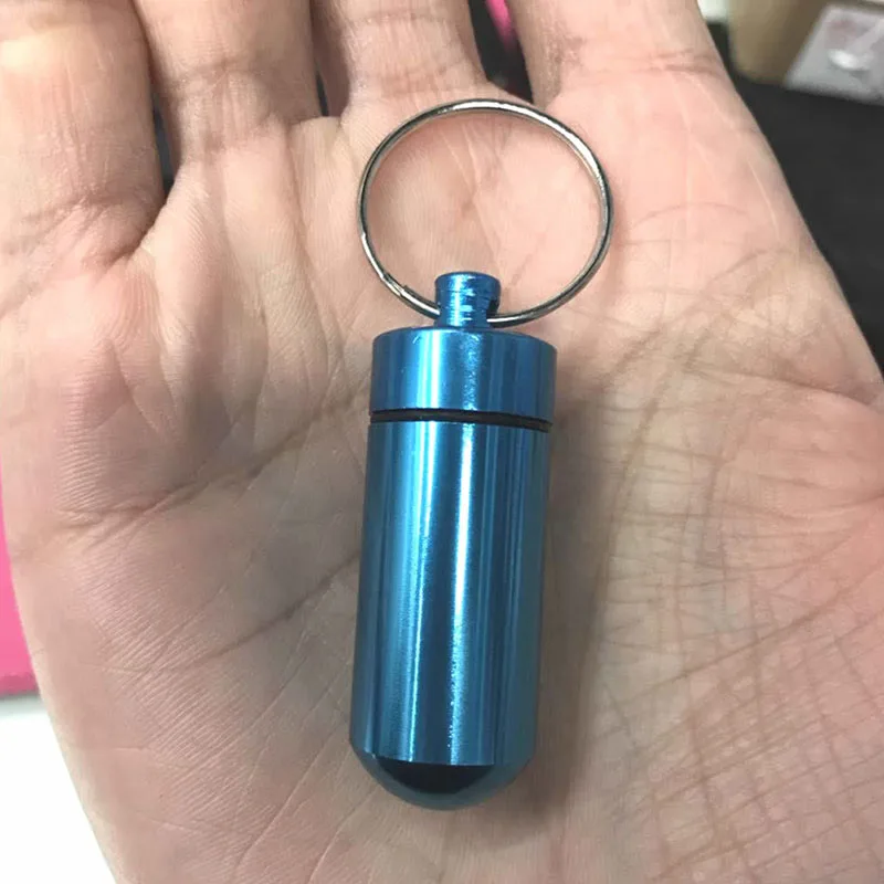 Алюминиевая коробка для таблеток держатель бутылки Контейнер брелок Радом цвет