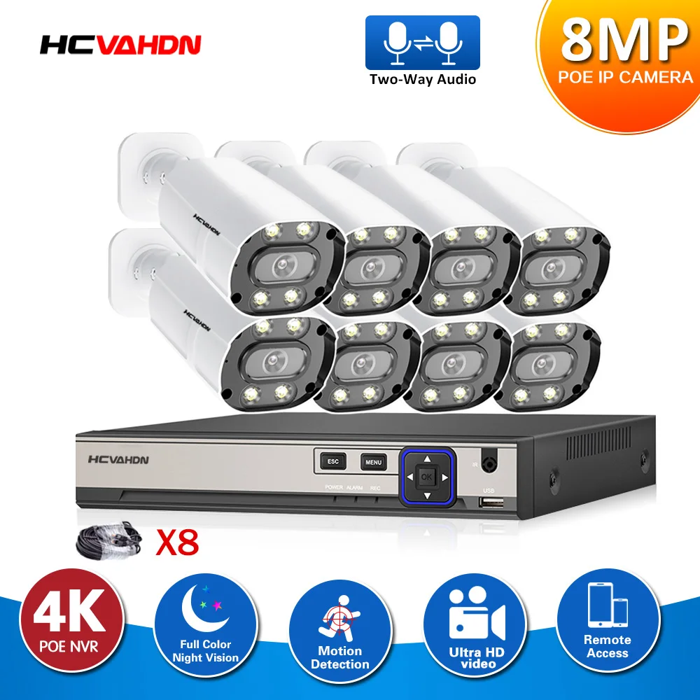 

Камера видеонаблюдения HCVAHDN, 8 каналов, 4K, NVR, POE