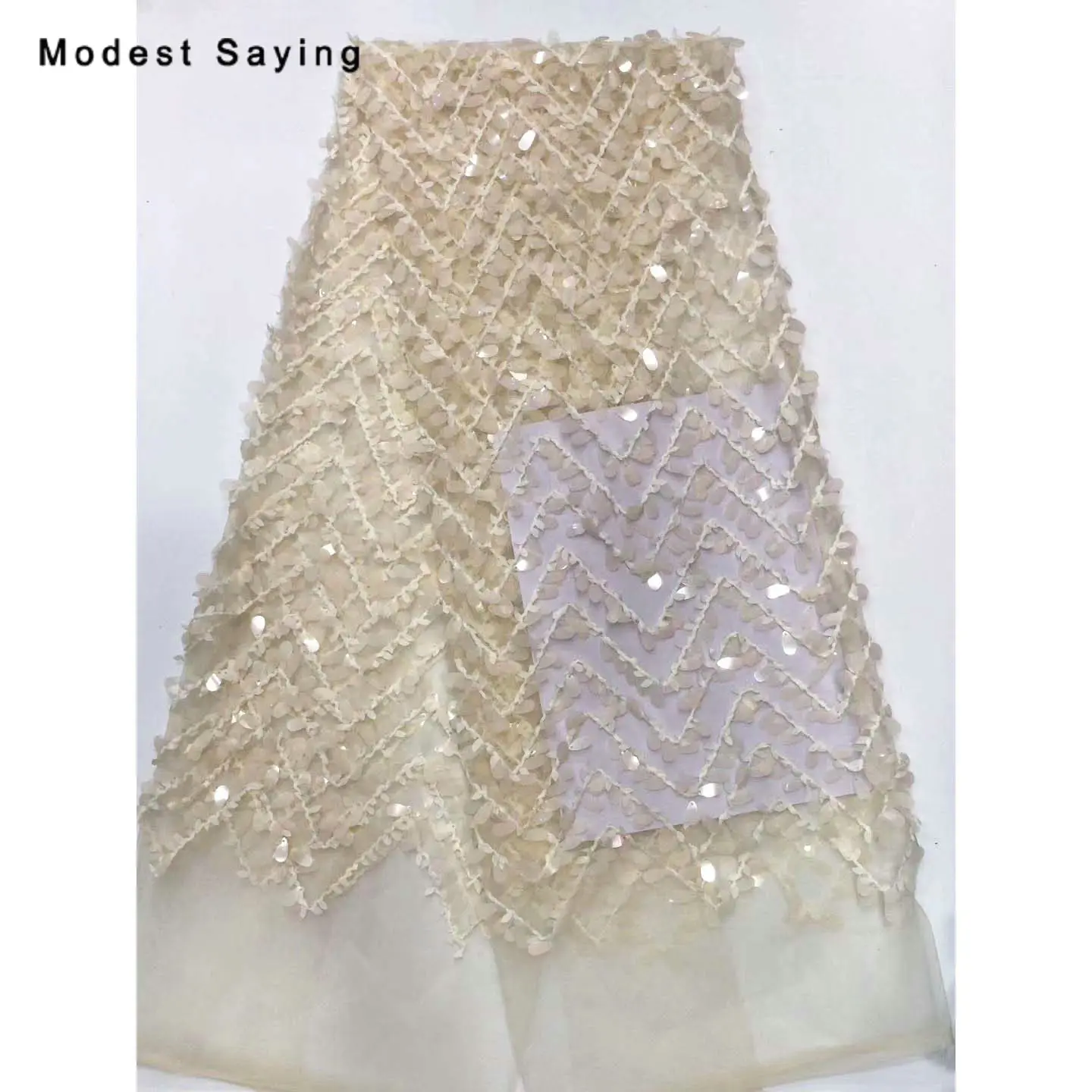 2 ярда синие блестки вышитая ткань для вечерних платьев с волнистыми блестками