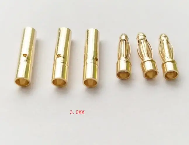 3.0mm 40 шт./лот 2,0 мм 3,0 мм 3,5 мм 4,0 мм 5,5 мм 6,0 мм 8,0 мм Золотая пуля Разъем типа "банан" для ESC Lipo RC батареи вилки(20 пар - Цвет: 3.0mm