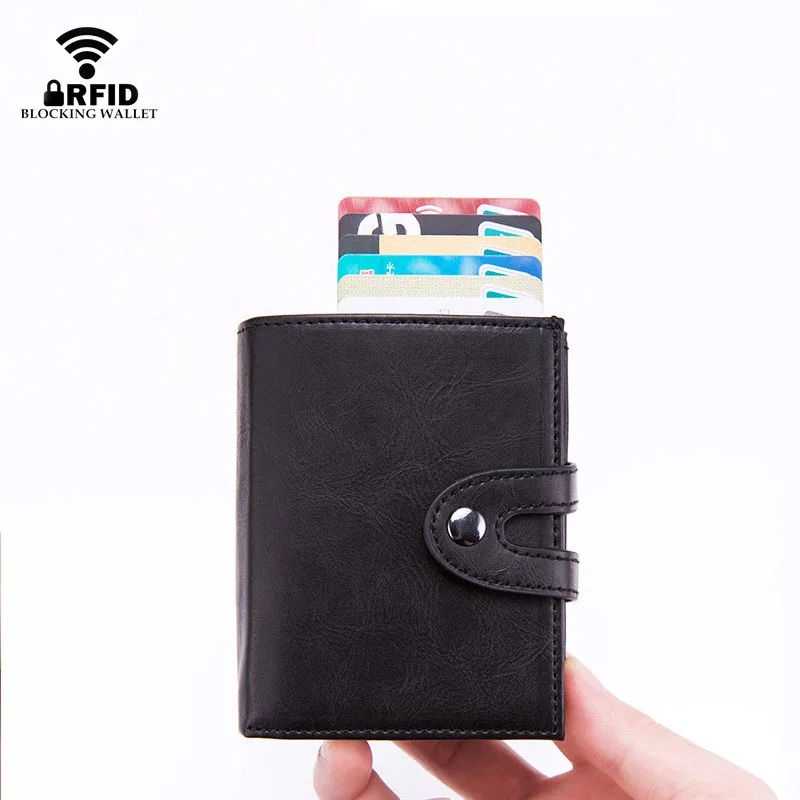 Мужской винтажный смарт кошелек с RFID блокировкой для карт|Держатели карт и
