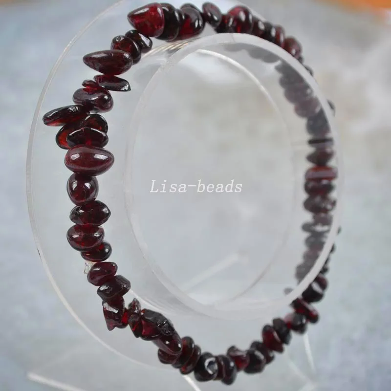 Red Garnet Браслет ювелирный подарок для женщин девушек натуральный камень чип бусины браслет Кристалл Опал Сердолик Lapis шнур стрейч " 1 шт - Окраска металла: Red Garnet