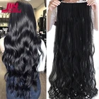 JINKAILI синтетические удлинители волос на 5 зажимах, длинные волнистые термостойкие черные и коричневые шиньоны для женщин, искусственные волосы