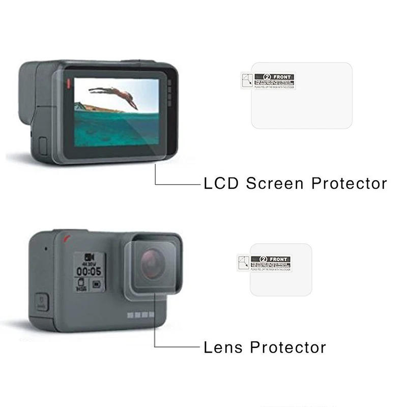 For GoPro Accessories Tempered Glass Film LCD HD Screen Protector+Housing Lens Protector for HERO5 / Hero 5 Black edition | Электроника