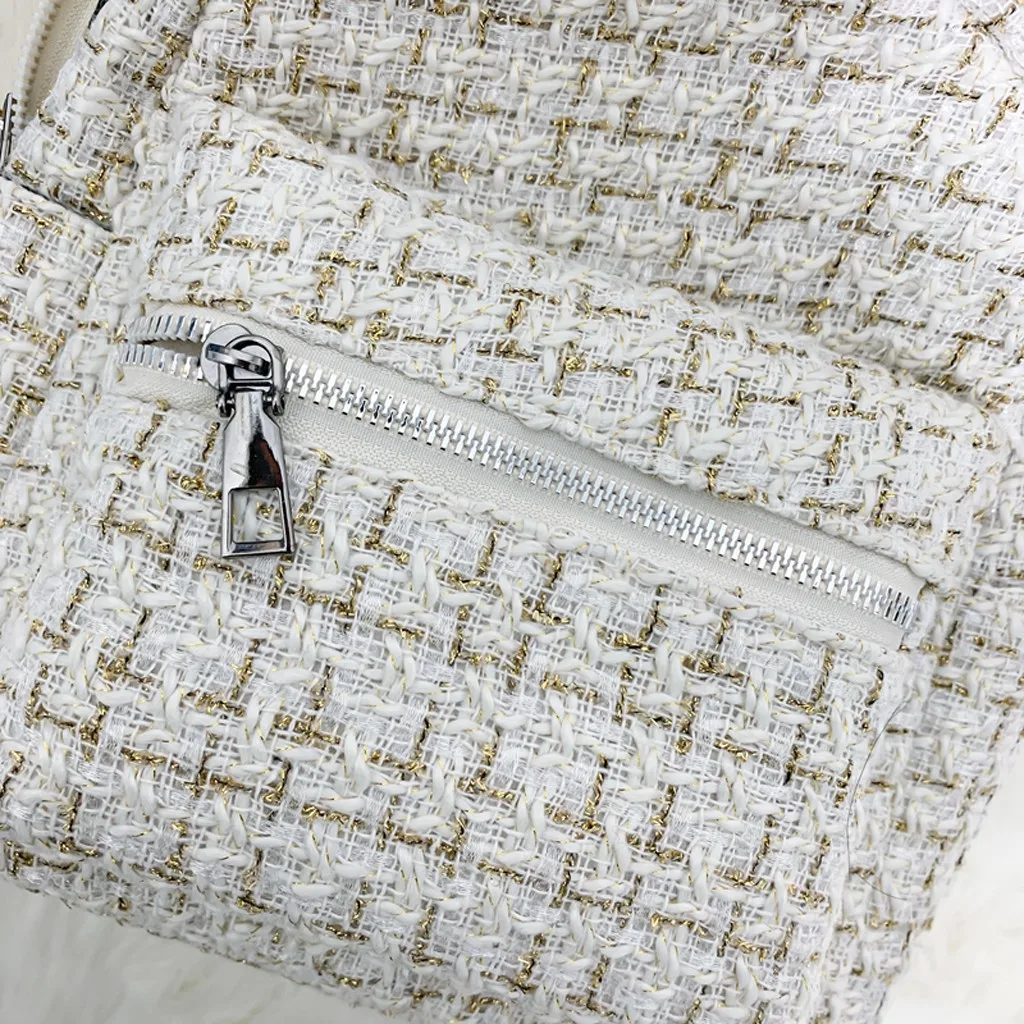 Модные рюкзаки уличные простые на молнии контрастные шерстяные мягкие женский