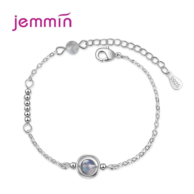 Серебряный браслет Звездная луна звезды девушки дети ребенок минимальный CZ