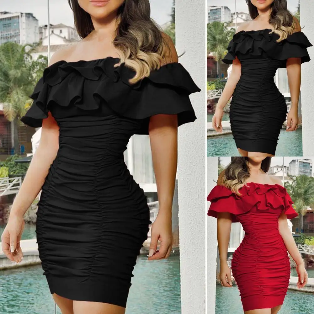 

Soft Trendy Skinny Women Mini Dress Attractive Women Dress Skinny for Banquet