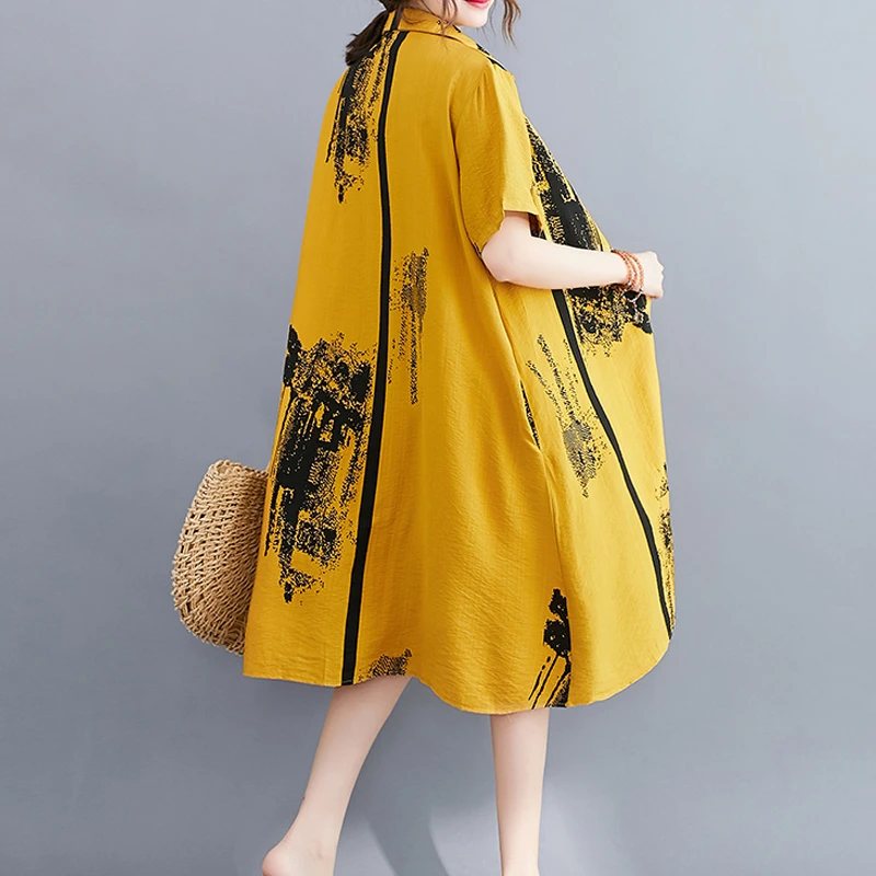 Женская длинная рубашка Max LuLu льняная блузка большого размера с принтом в