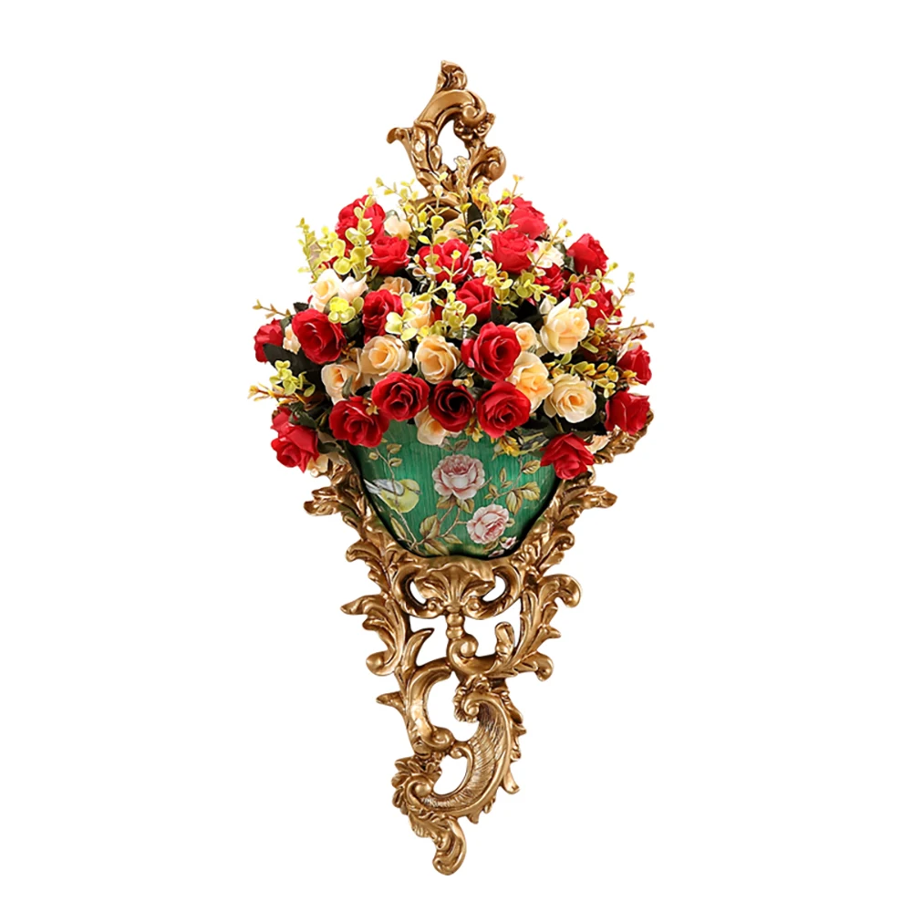 

European Style Resin Wall Hanging Vase Flowerpot Wall Decoration Modern Luxury Vase Flower Arrangement Living Room Decoration