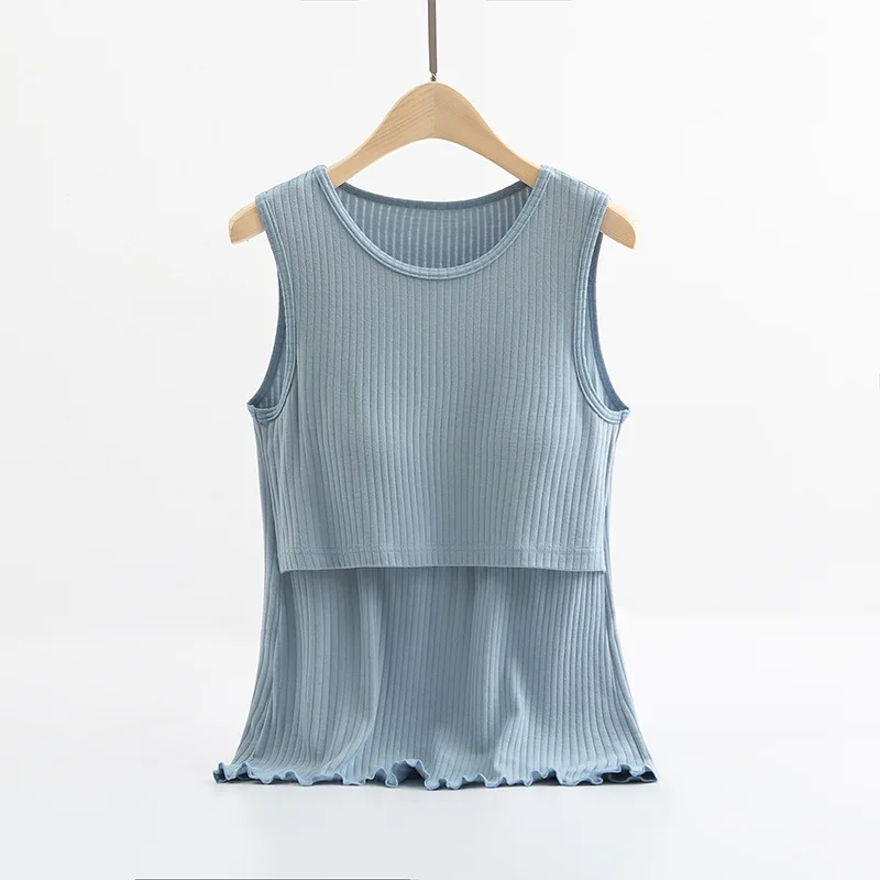 

40S Modal Knitted Cotton Maternity Nursing Vest Tank Tops Summer Breastfeeding Clothes for Pregnant Women Pregnancy Tees Shirts