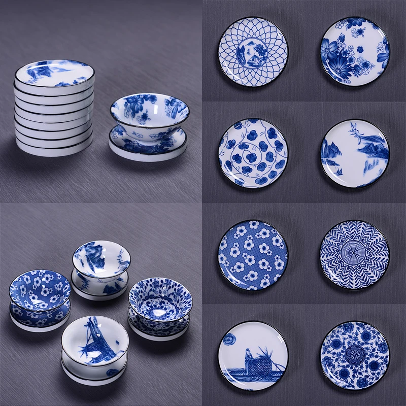 

Ceramic Coaster Kung Fu Tea Set Heat Insulation Anti-scalding Handmade Underglaze Porcelain Cup Pad Tea Ceremony Accessories