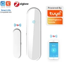 Датчик дверей Tuya ZigBee Smart Life WiFi датчик для двери, магнитный переключатель, датчик окон, работает с Alexa Google Home