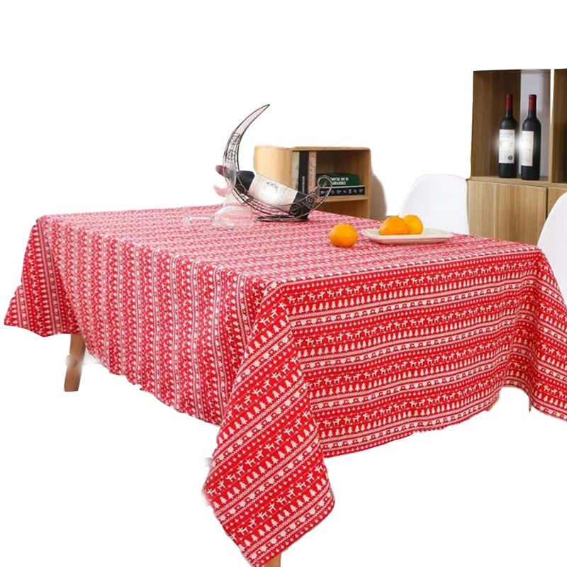 Красный олень Рождественская елка сельская полоса хлопок скатерть полотенце