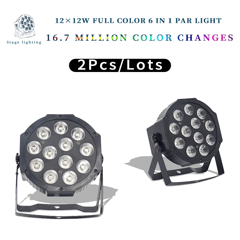 

2 шт./лот 12 Вт светодиодные лампы 12x12 Вт led Par Светильник s RGBW 4 в 1 Плоский led par dmx512 Диско светильник s сцсветильник