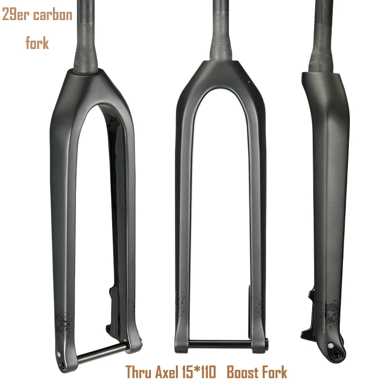 

2020 Carbon Downhill Fork MTB Bicycle Front Fork 1-1/8"-1-1/2" Mountain Bike Rigid Forks Axle Thru 15x110mm