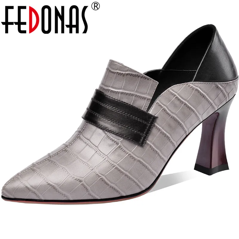 

Женские туфли из натуральной кожи FEDONAS, весенние туфли-лодочки с острым носком, туфли на высоком каблуке для ночного клуба