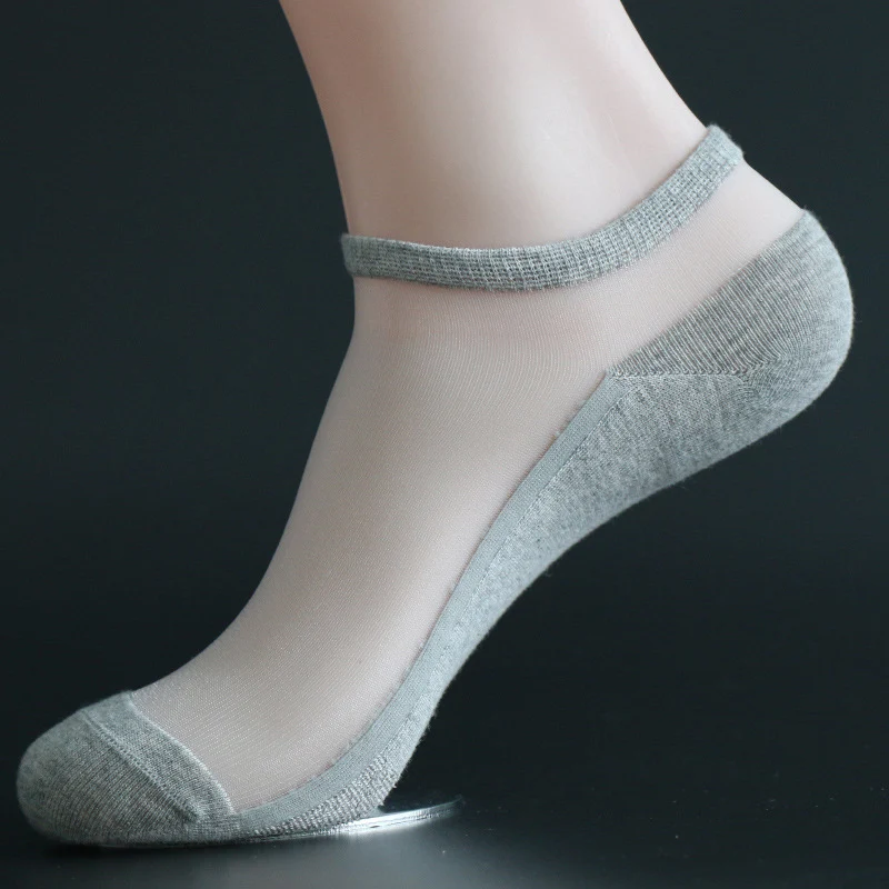 Носки-невидимки мужские тонкие дышащие хлопковые шелковые Нескользящие