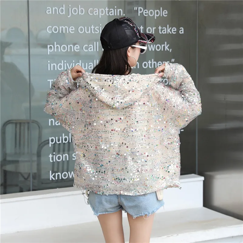 Женская свободная рубашка с длинным рукавом подиумная блестками и вышивкой